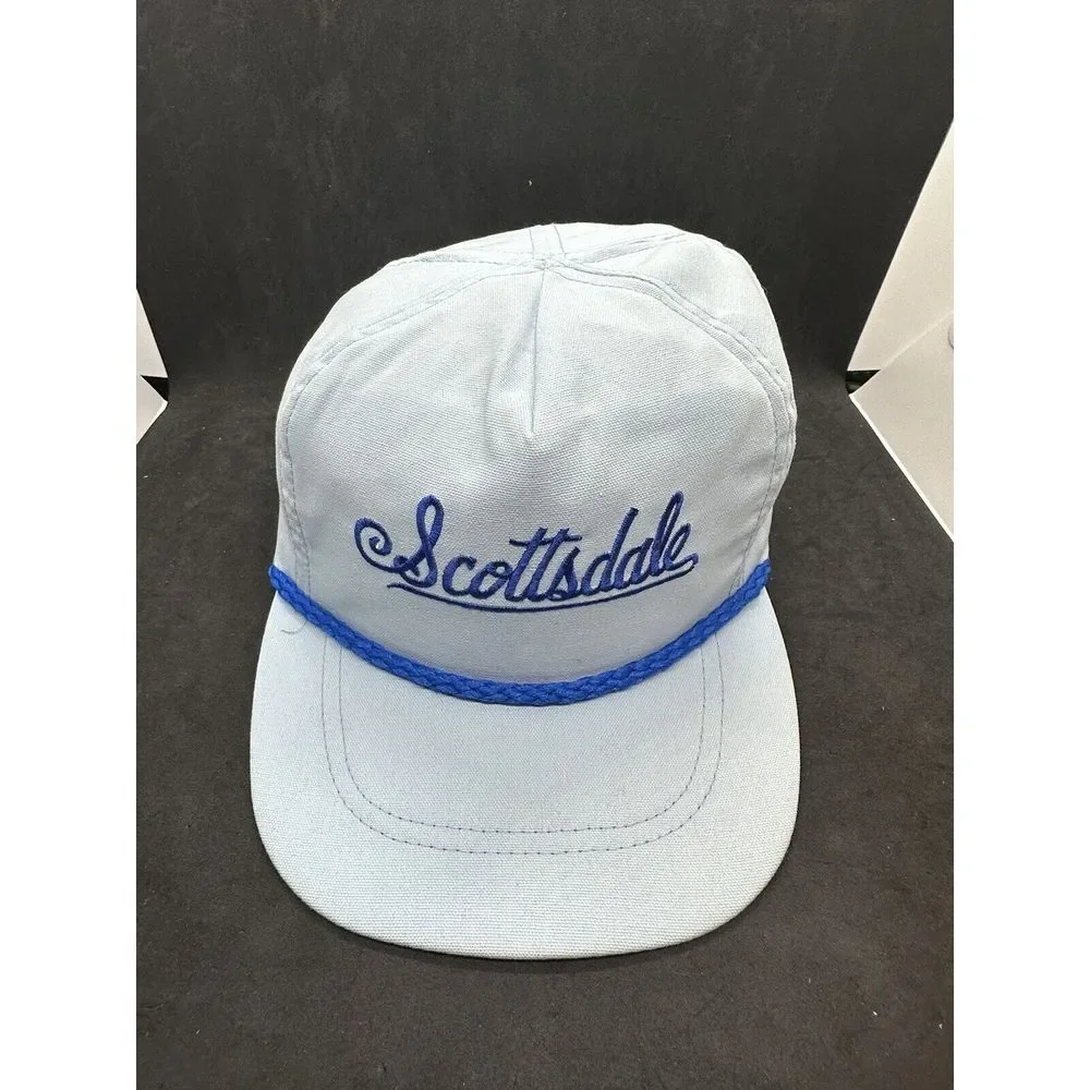 Vintage Classic Sportswear Sky Blue Scottsdale Strapback Hat‎ Rope Braid USA NOS